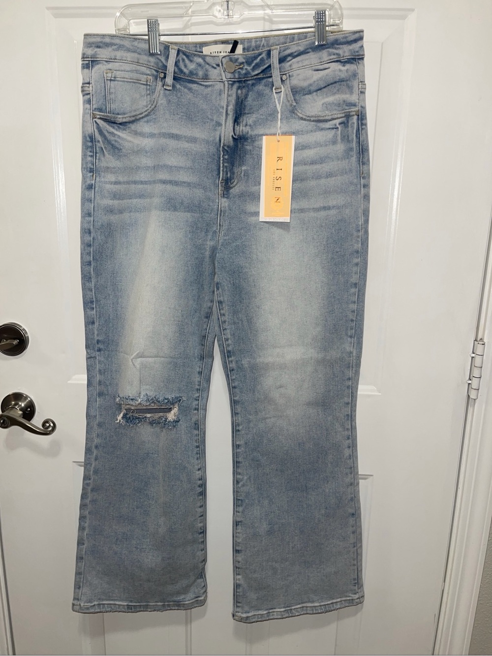 NWT Risen Los Angeles Wide Leg Jeans Blue Size 1Xl distressed